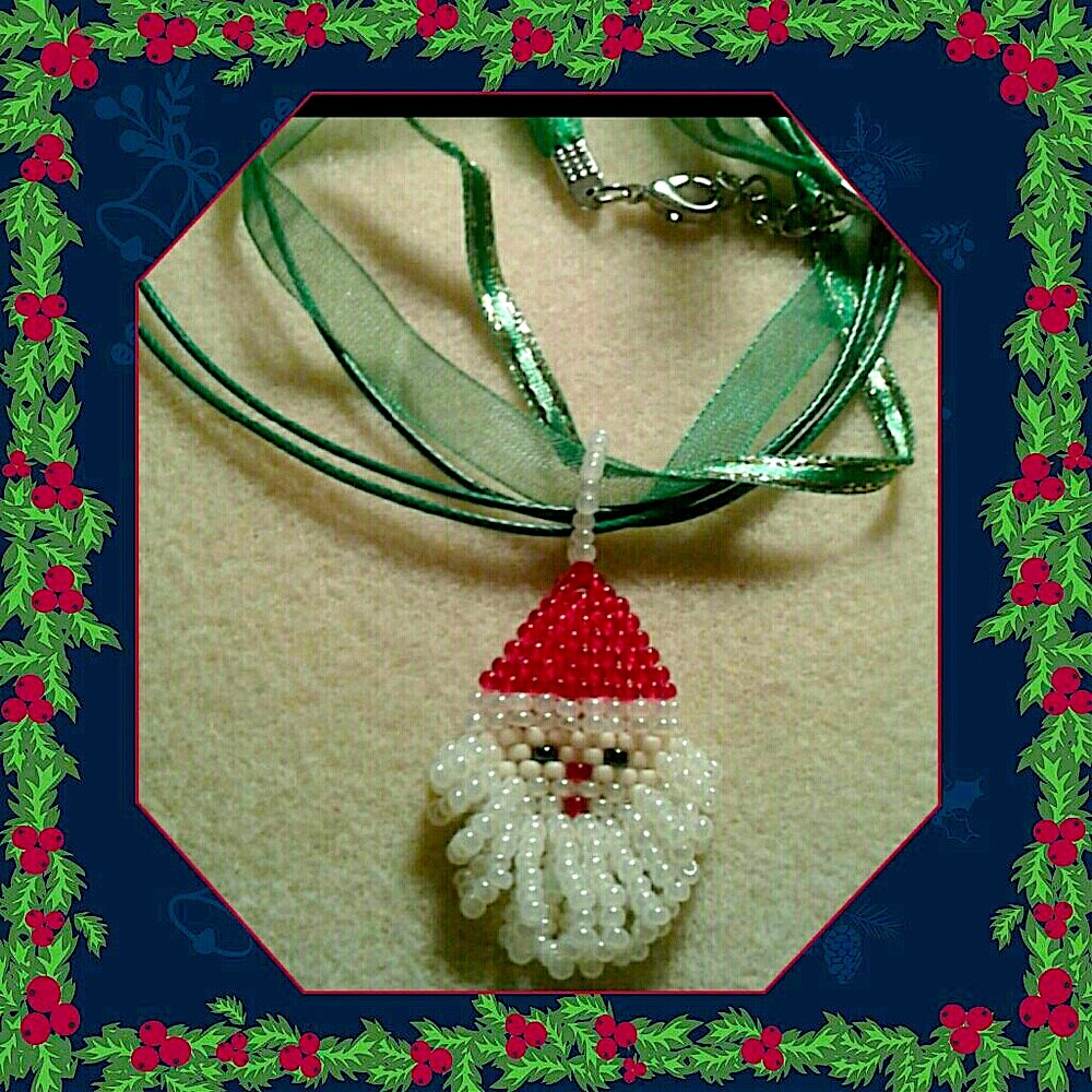 "Santa" beaded pendant/ necklace